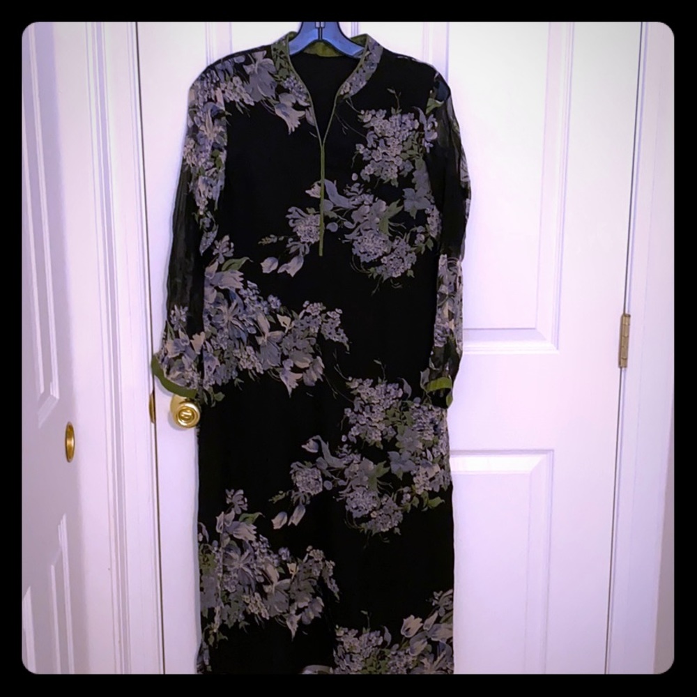 Black chiffon printed kurta